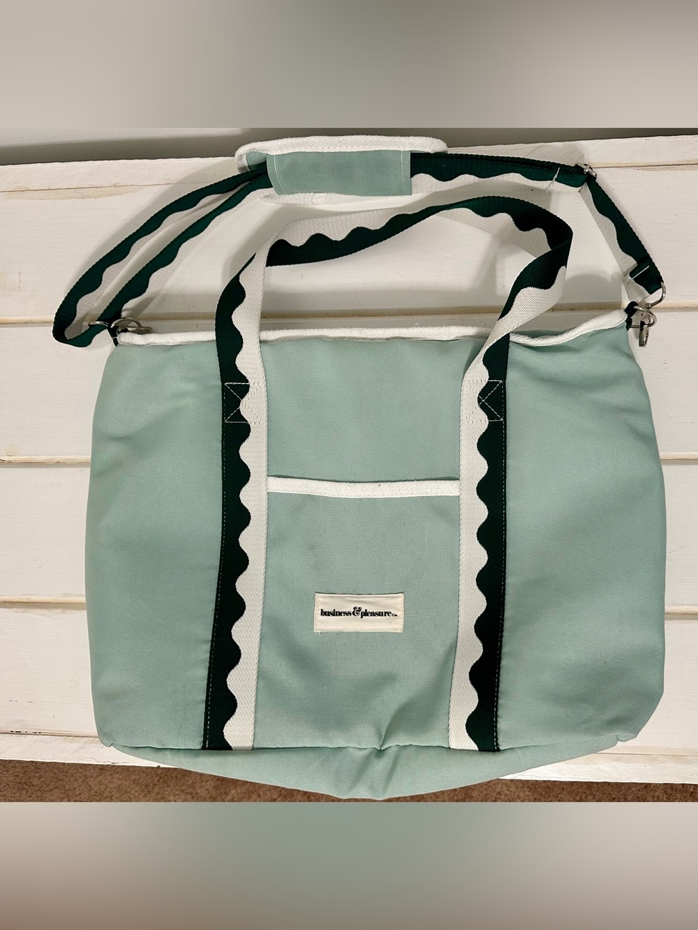 business&pleasure Mint Green Insulated Tote with Scallop Strap Detail